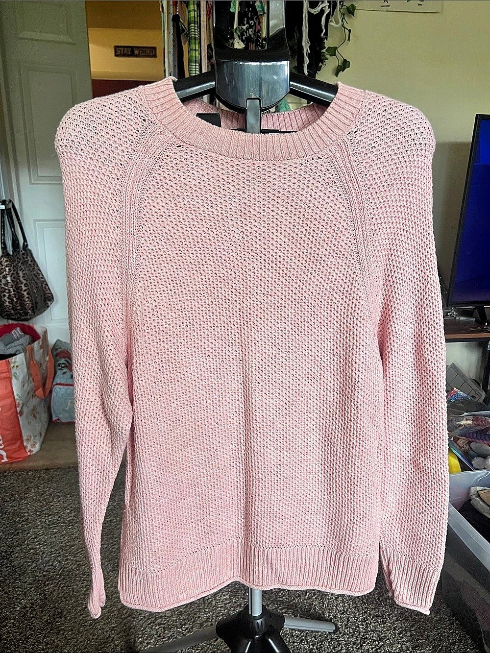 Sonoma Knit Crew Neck Sweater in Pink Small